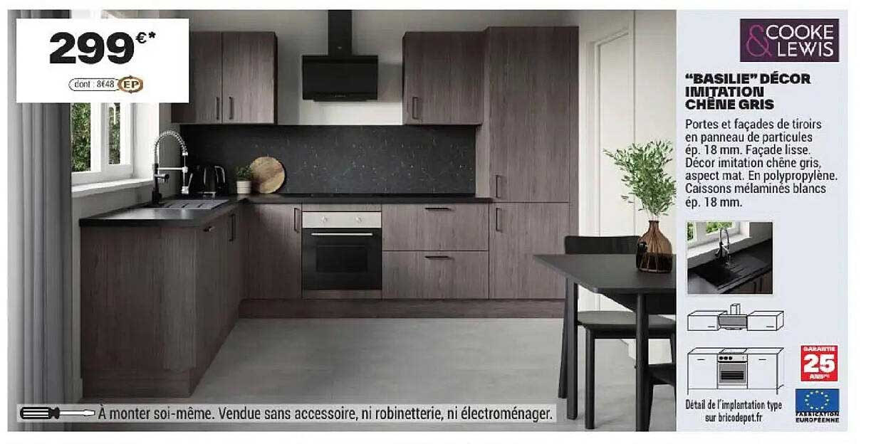"BASILIE" DÉCOR IMITATION CHÊNE GRIS