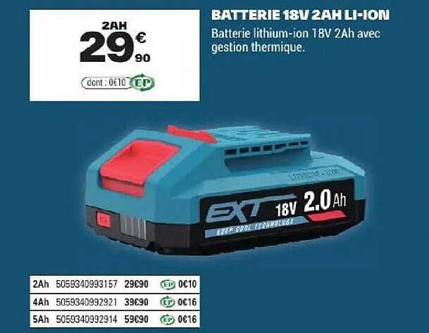 BATTERIE 18V 2AH LI-ION