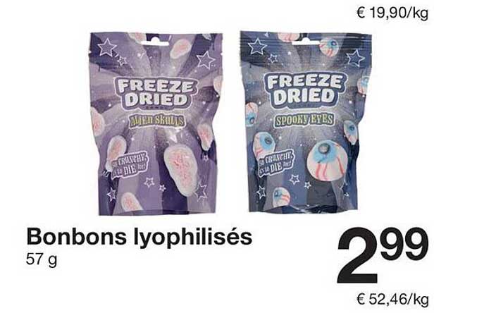 Bonbons lyophilisés