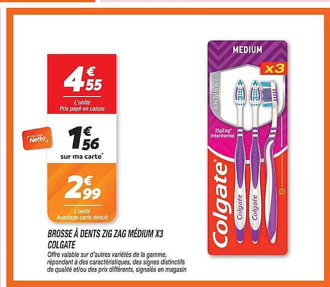 BROSSE À DENTS ZIG ZAG MÉDIUM X3 COLGATE