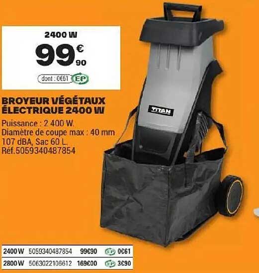 BROYEUR VÉGÉTAUX ÉLECTRIQUE 2400 W