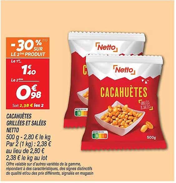 CACAHUÈTES GRILLÉES ET SALÉES NETTO