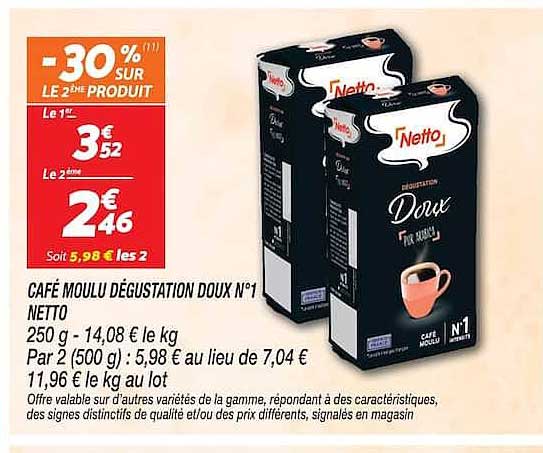 CAFÉ MOULU DÉGUSTATION DOUX N°1 NETTO