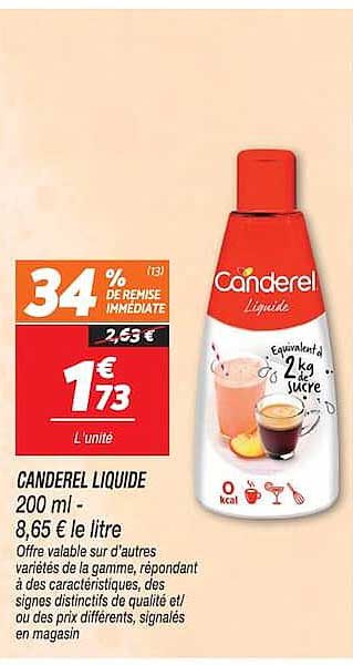 CANDEREL LIQUIDE 200 ml - 8,65 € le litre