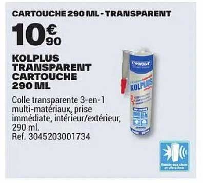 CARTOUCHE 290 ML - TRANSPARENT KOLPLUS TRANSPARENT CARTOUCHE 290 ML