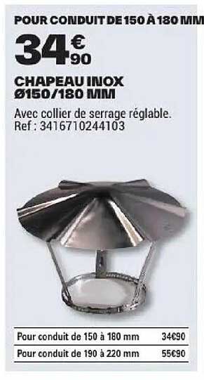 CHAPEAU INOX Ø150/180 MM