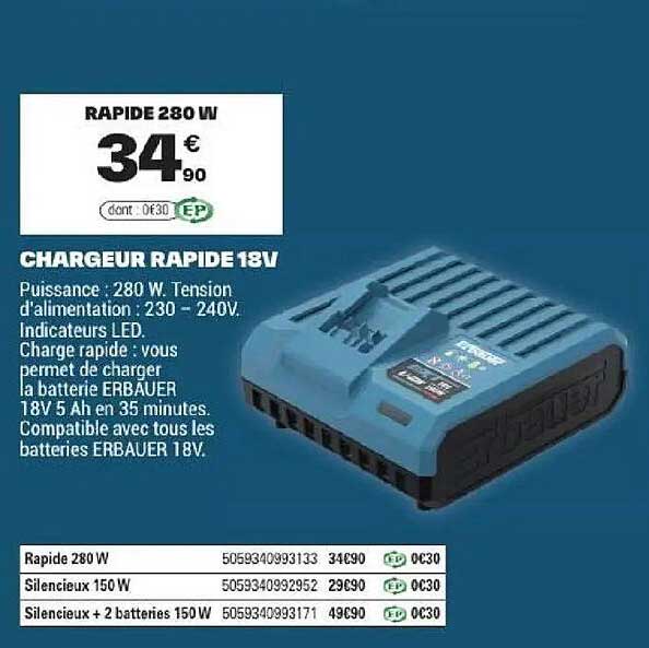 CHARGEUR RAPIDE 18V