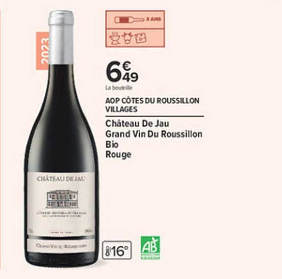 Château De Jau Grand Vin Du Roussillon Bio Rouge
