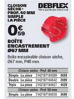 CLOISON SECHE - PROF.40 MM SIMPLE LA PIECE