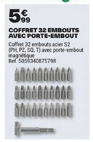 COFFRET 32 EMBOUTS AVEC PORTE-EMBOUT