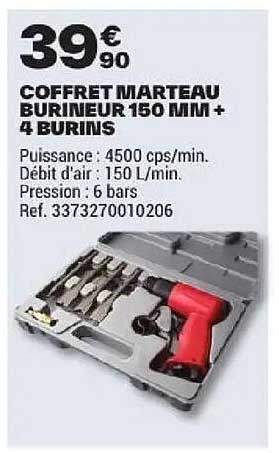 COFFRET MARTEAU BURINEUR 150 MM + 4 BURINS
