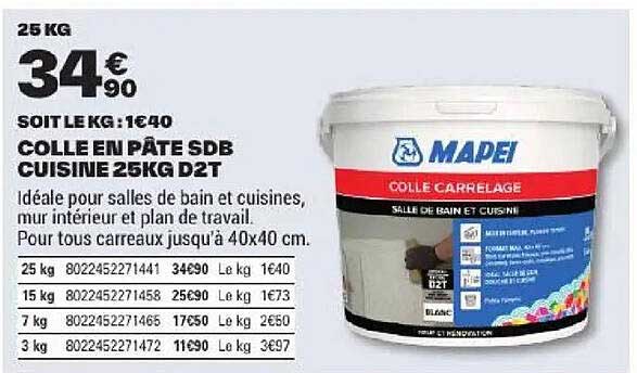 COLLE EN PÂTE SDB CUISINE 25KG D2T