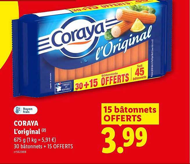 CORAYA L’original 675 g (1 kg = 5,91 €) 30 bâtonnets + 15 OFFERTS