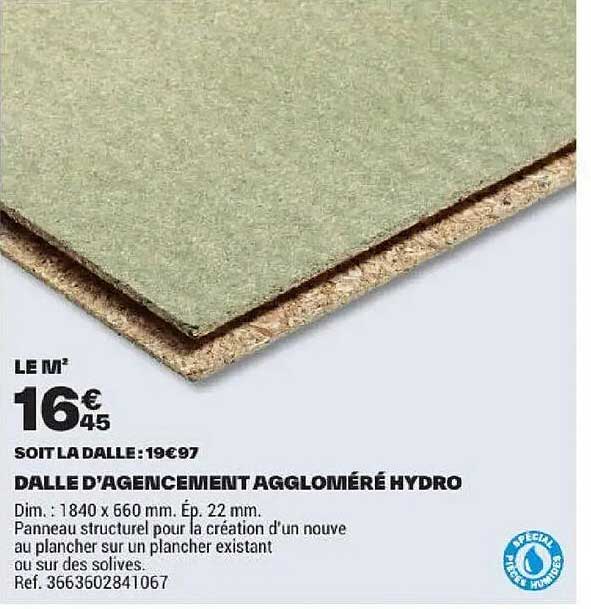 DALLE D'AGENCEMENT AGGLOMÉRÉ HYDRO