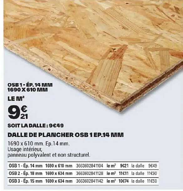 DALLE DE PLANCHER OSB 1 EP. 14 MM