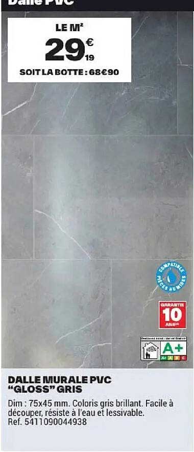 DALLE MURALE PVC "GLOSS" GRIS