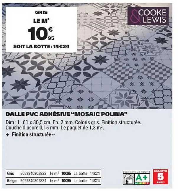 DALLE PVC ADHÉSIVE "MOSAIC POLINA"