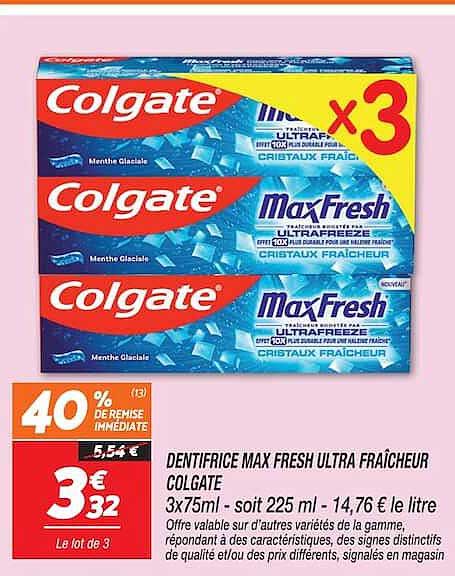 DENTIFRICE MAX FRESH ULTRA FRAÎCHEUR COLGATE