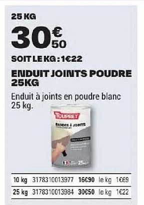 ENDUIT JOINTS POUDRE 25KG