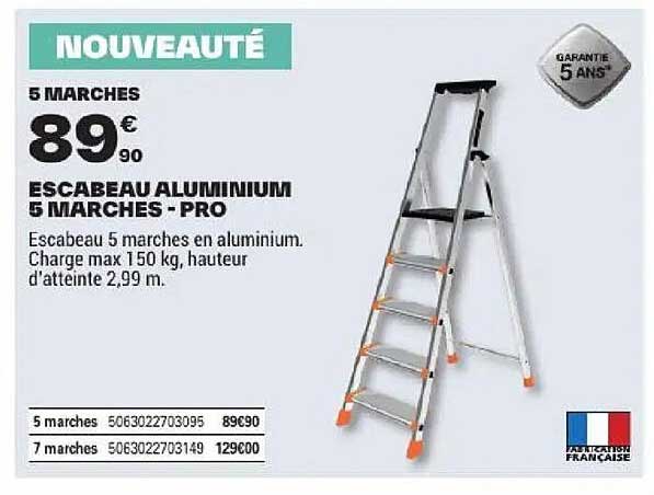 ESCABEAU ALUMINIUM 5 MARCHES - PRO