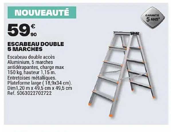 ESCABEAU DOUBLE 5 MARCHES