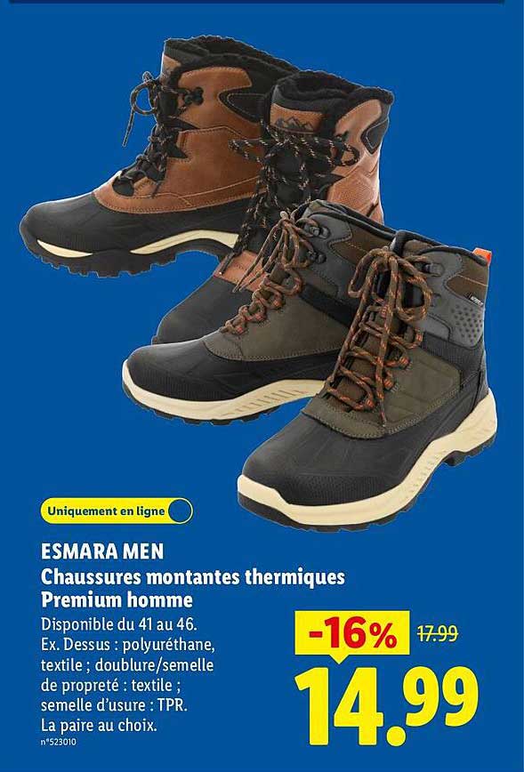 ESMARA MEN Chaussures montantes thermiques Premium homme