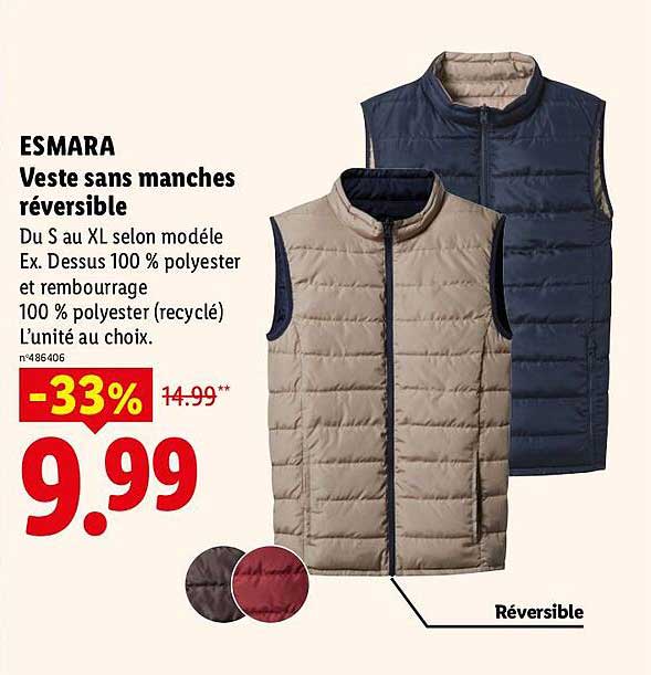 ESMARA Veste sans manches réversible