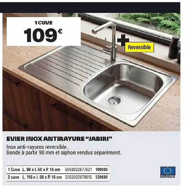 ÉVIER INOX ANTIRAYURE “JABIRI”