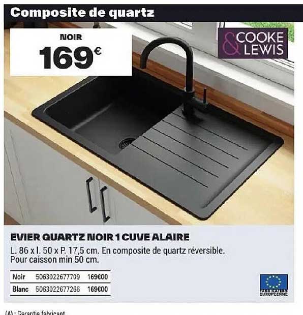 EVIER QUARTZ NOIR 1 CUVE ALAIRE