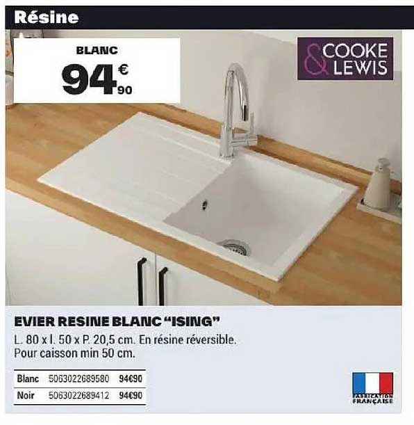 EVIER RESINE BLANC "ISING"