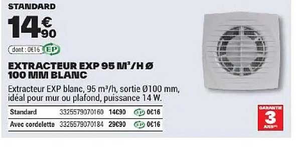 EXTRACTEUR EXP 95 m³/H Ø 100 BLANC