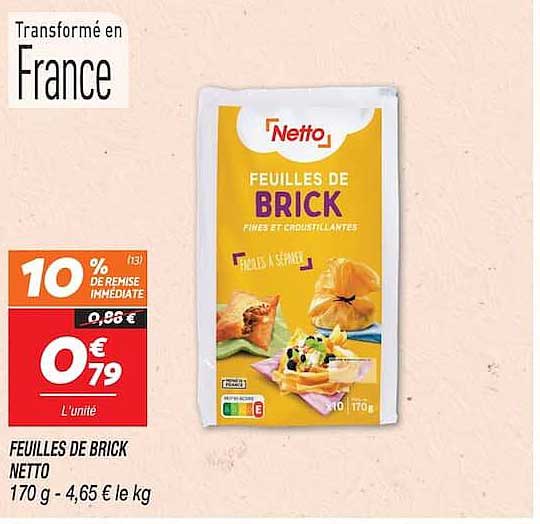 FEUILLES DE BRICK NETTO 170 g - 4,65 € le kg