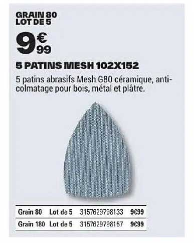 GRAIN 80 LOT DE 5 5 PATINS MESH 102X152