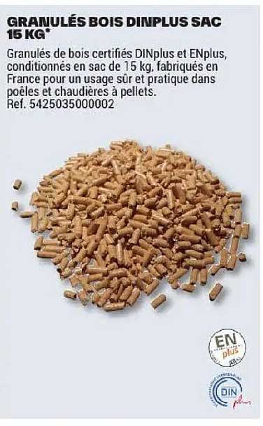 GRANULÉS BOIS DINPLUS SAC 15 KG*