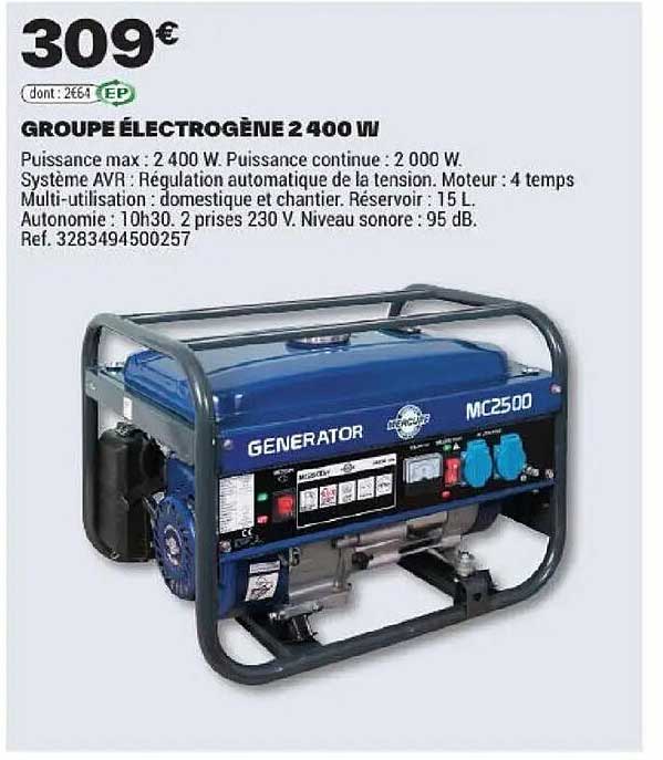 GROUPE ÉLECTROGÈNE 2 400 W