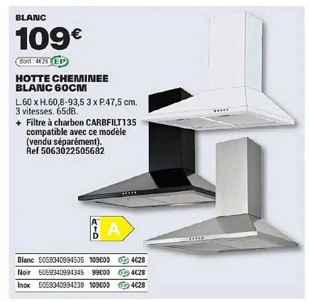 HOTTE CHEMINEE BLANC 60CM