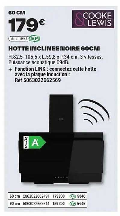 HOTTE INCLINEE NOIRE 60CM