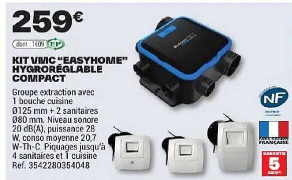 KIT VMC “EASYHOME” HYGRORÉGLABLE COMPACT