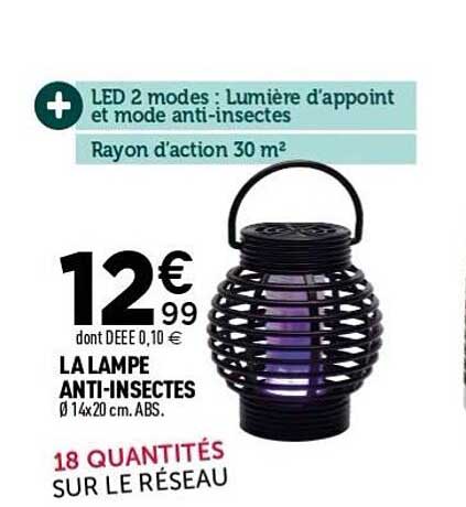 LA LAMPE ANTI-INSECTES Ø 14x20 cm. ABS.