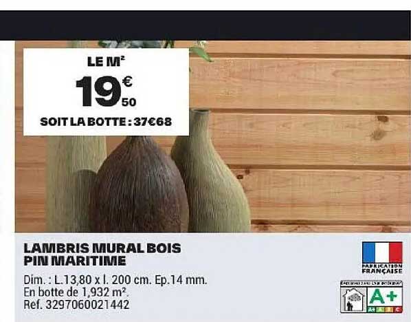LAMBRIS MURAL BOIS PIN MARITIME