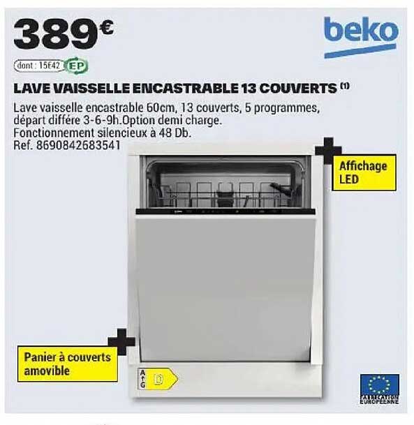 LAVE VAISSELLE ENCASTRABLE 13 COUVERTS