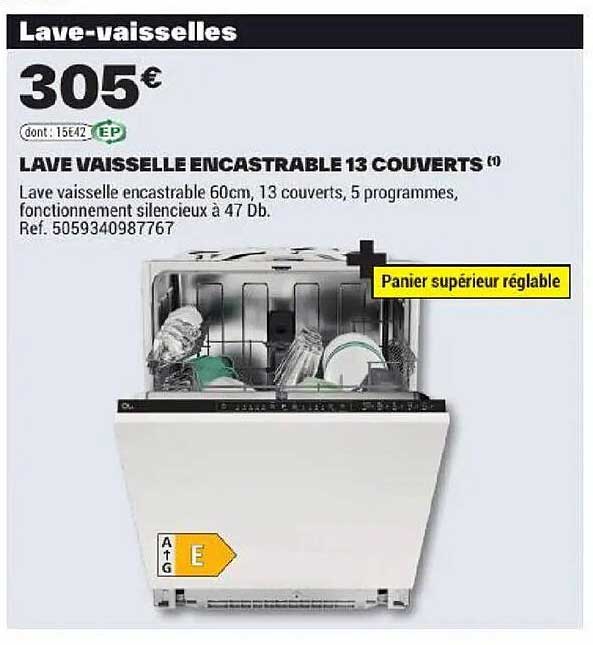 LAVE VAISSELLE ENCASTRABLE 13 COUVERTS