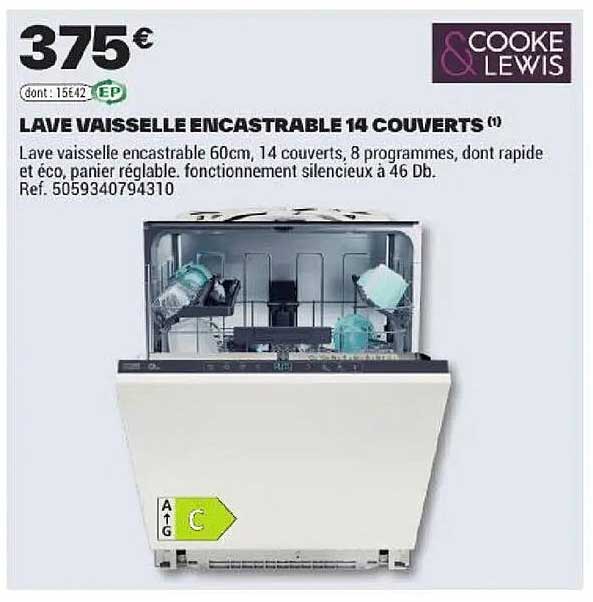 LAVE VAISSELLE ENCASTRABLE 14 COUVERTS