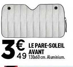 LE PARE-SOLEIL AVANT 130x60 cm. Aluminium.