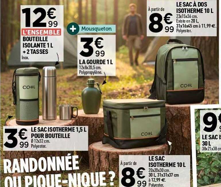 L’ENSEMBLE BOUTEILLE ISOLANTE 1L + 2 TASSES