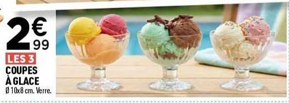 LES 3 COUPES À GLACE Ø 10x8 cm, Verre.