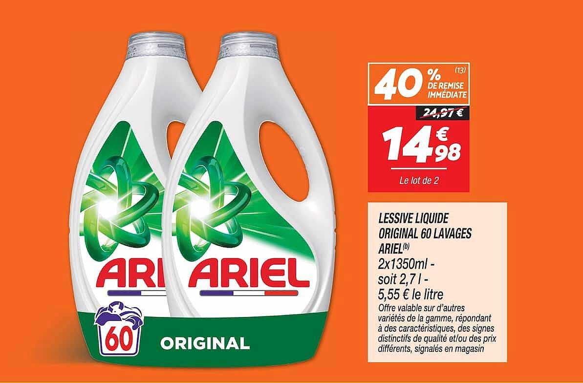 LESSIVE LIQUIDE ORIGINAL 60 LAVAGES ARIEL