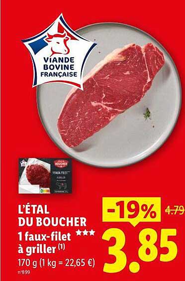 L'ÉTAL DU BOUCHER 1 faux-filet à griller