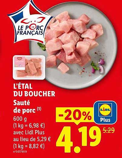 L'ÉTAL DU BOUCHER Sauté de porc