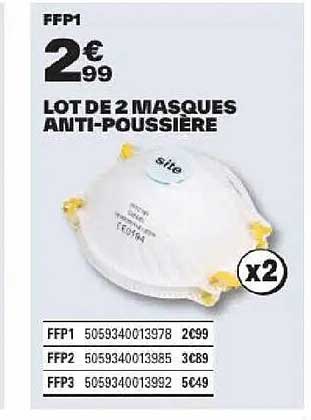 LOT DE 2 MASQUES ANTI-POUSSIERE